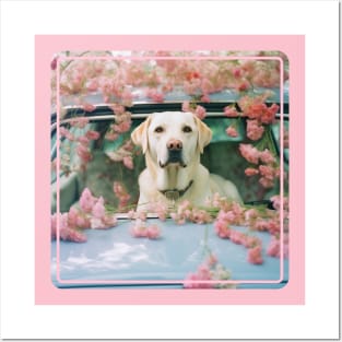 Lovable Dog And Flowers Posters and Art